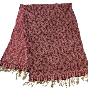 26"x 76" Vintage Paisley Print Boho Fringes Shawl Wrap